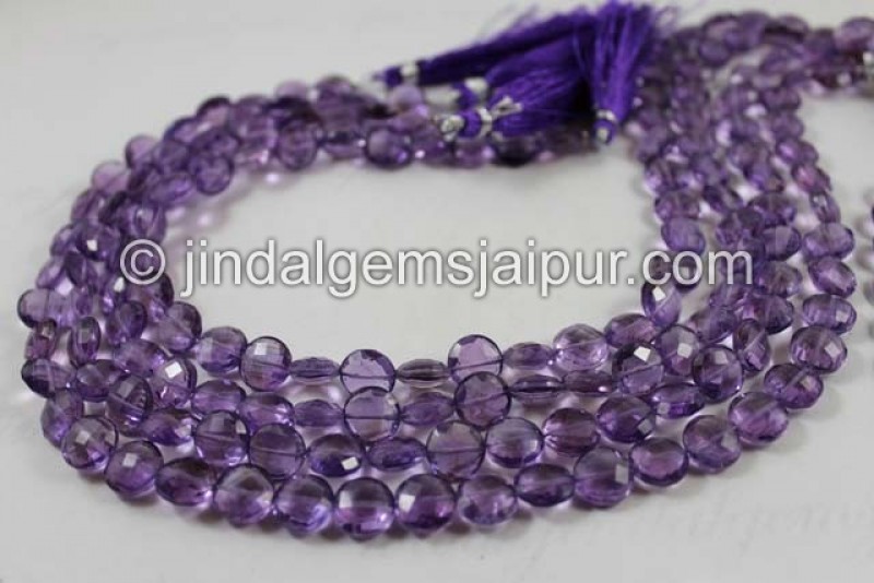 Amethyst Faceted Coin Beads